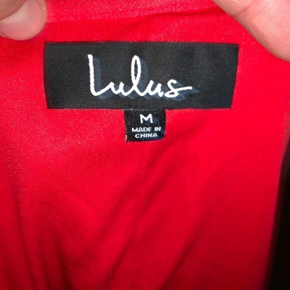 Lulu’s cherry red v-neck wrap night out mini dress - Picture 4 of 4